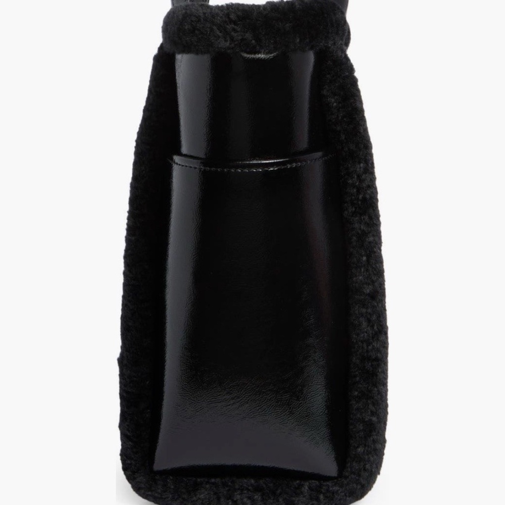 Kate Spade NWT New York Jett Faux Shearling Tote Large Black Patent Leather - Picture 4 of 5